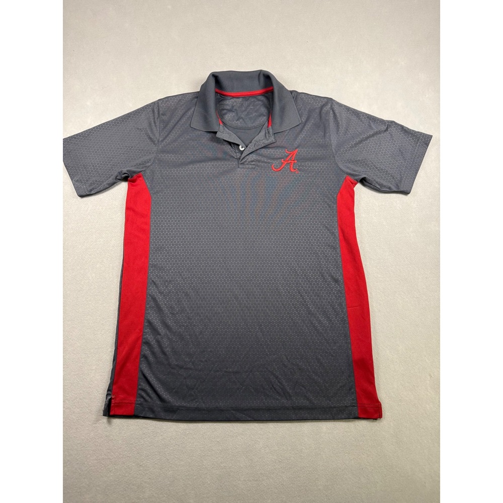 Alabama Crimson Tide NCAA Polo Shirt Mens Large Gray Red Performance Golf Tee